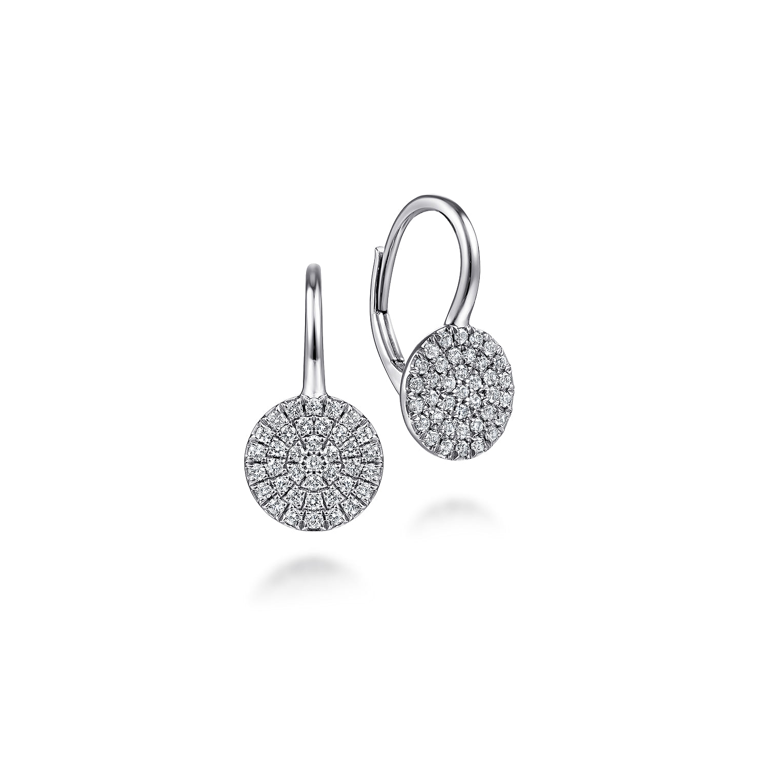 14K White Gold Round Pave Diamond Drop Earrings - 0.4 ct - Shot 1