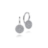 14K White Gold Round Pave Diamond Drop Earrings - 0.4 ct