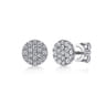 14K White Gold Round Pave Diamond Stud Earrings - 0.5 ct