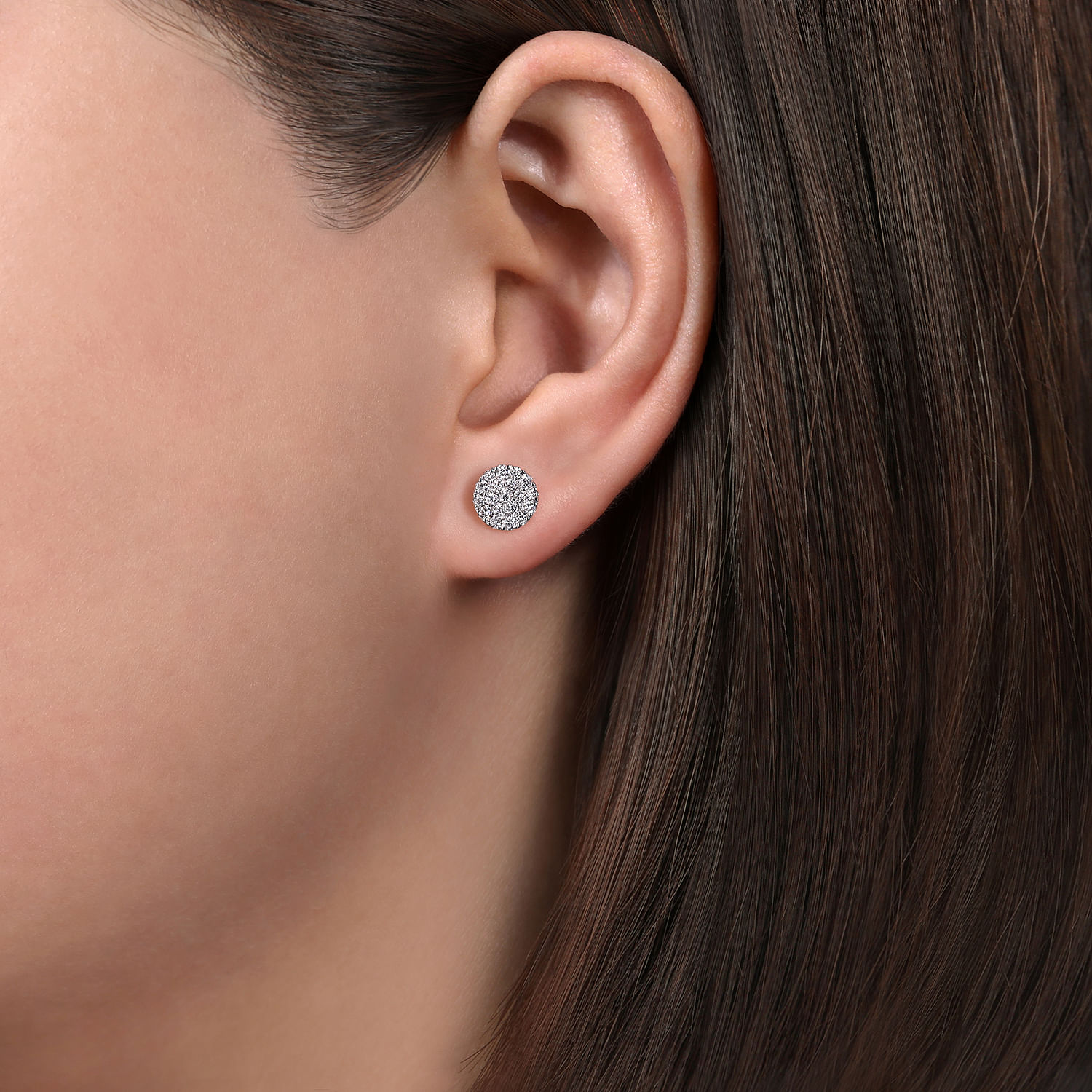 14K White Gold Round Pave Diamond Stud Earrings @ $1475