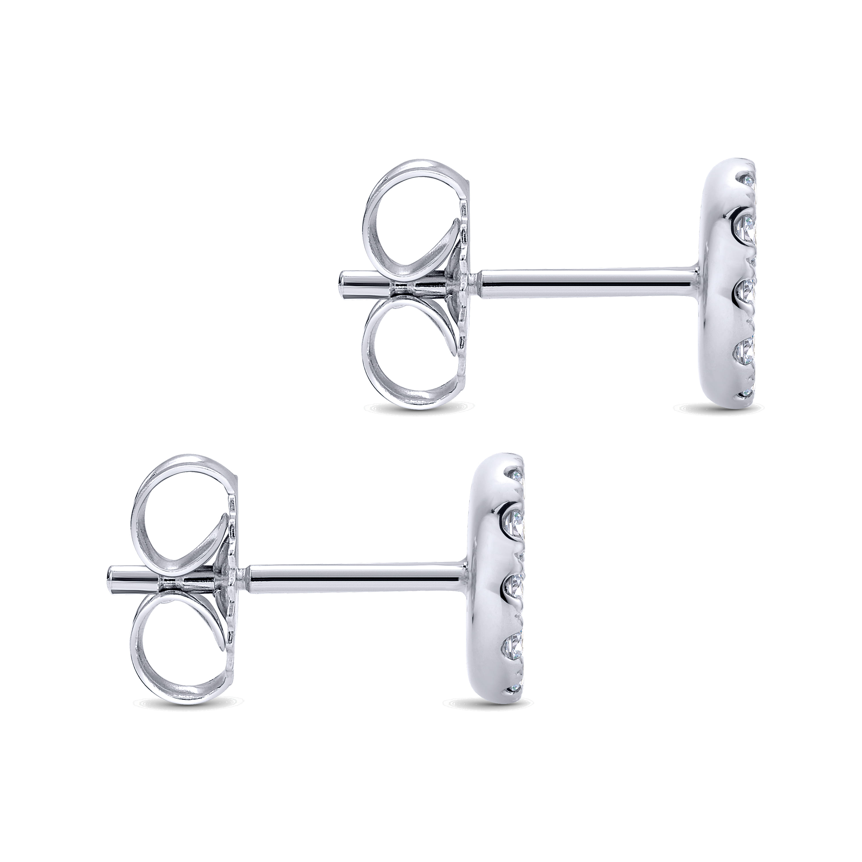14K White Gold Round Pave Diamond Stud Earrings - 0.5 ct - Shot 3
