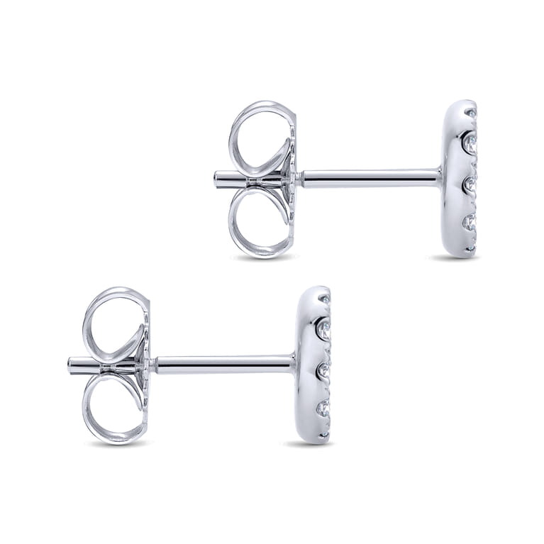 14K White Gold Round Pave Diamond Stud Earrings - 0.5 ct - Shot 3