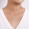 14K White Gold Round Pearl Pendant Necklace with Diamond Accents - 0.14 ct