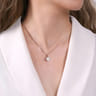 14K White Gold Round Pearl Pendant Necklace with Diamond Accents - 0.31 ct