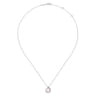 14K White Gold Round Pearl Pendant Necklace with Diamond Halo Swirl - 0.3 ct