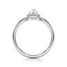 14K White Gold Round Pearl and Diamond Halo Ring - 0.07 ct