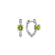 14K White Gold Round Peridot Bujukan Huggies