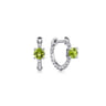 14K White Gold Round Peridot Bujukan Huggies