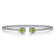 14K White Gold Round Peridot and Diamond Halo Bujukan Bangle