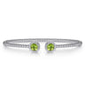 14K White Gold Round Peridot and Diamond Halo Bujukan Bangle - 0.16 ct