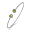14K White Gold Round Peridot and Diamond Halo Bujukan Bangle - 0.16 ct