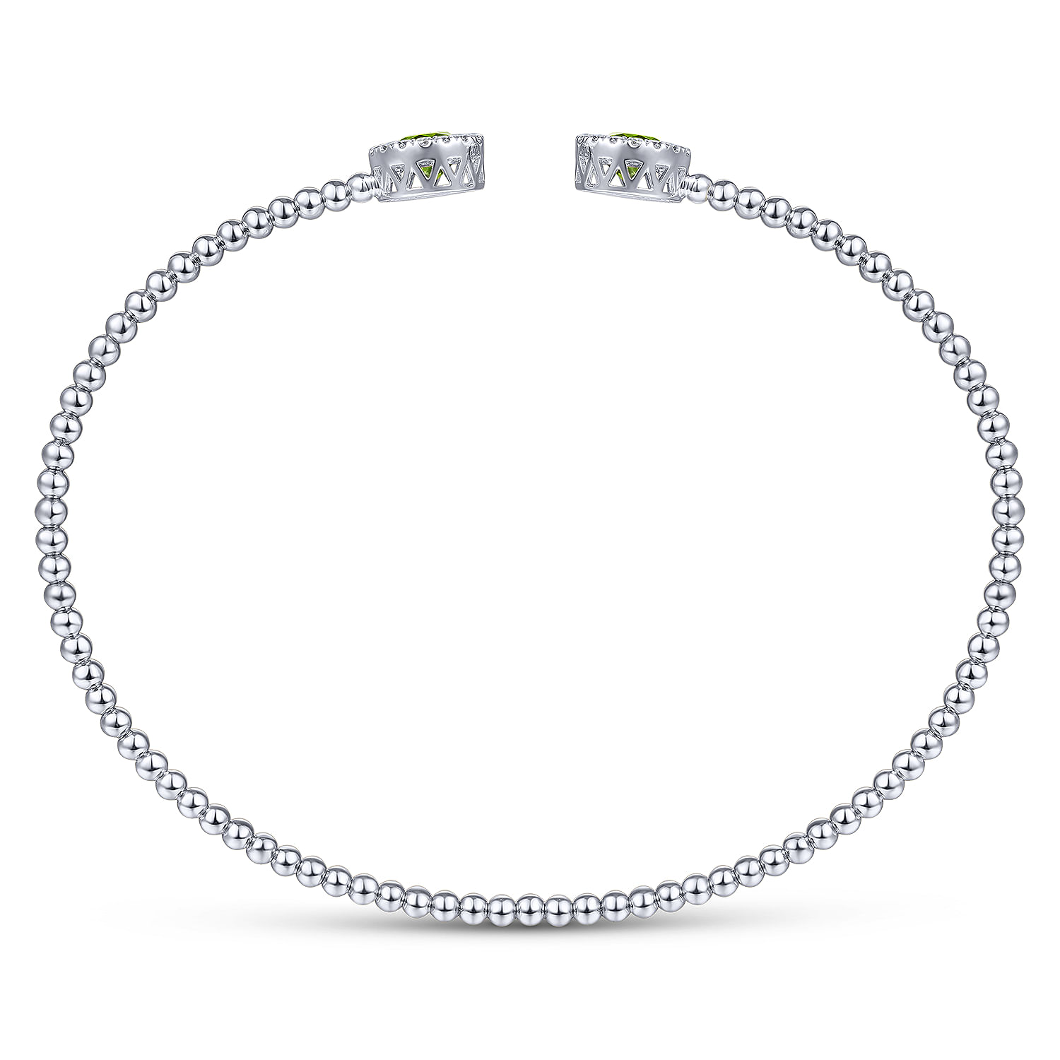 14K White Gold Round Peridot and Diamond Halo Bujukan Bangle