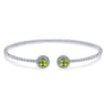 14K White Gold Round Peridot and Diamond Halo Bujukan Bangle - 0.16 ct