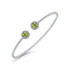 14K White Gold Round Peridot and Diamond Halo Bujukan Bangle - 0.16 ct
