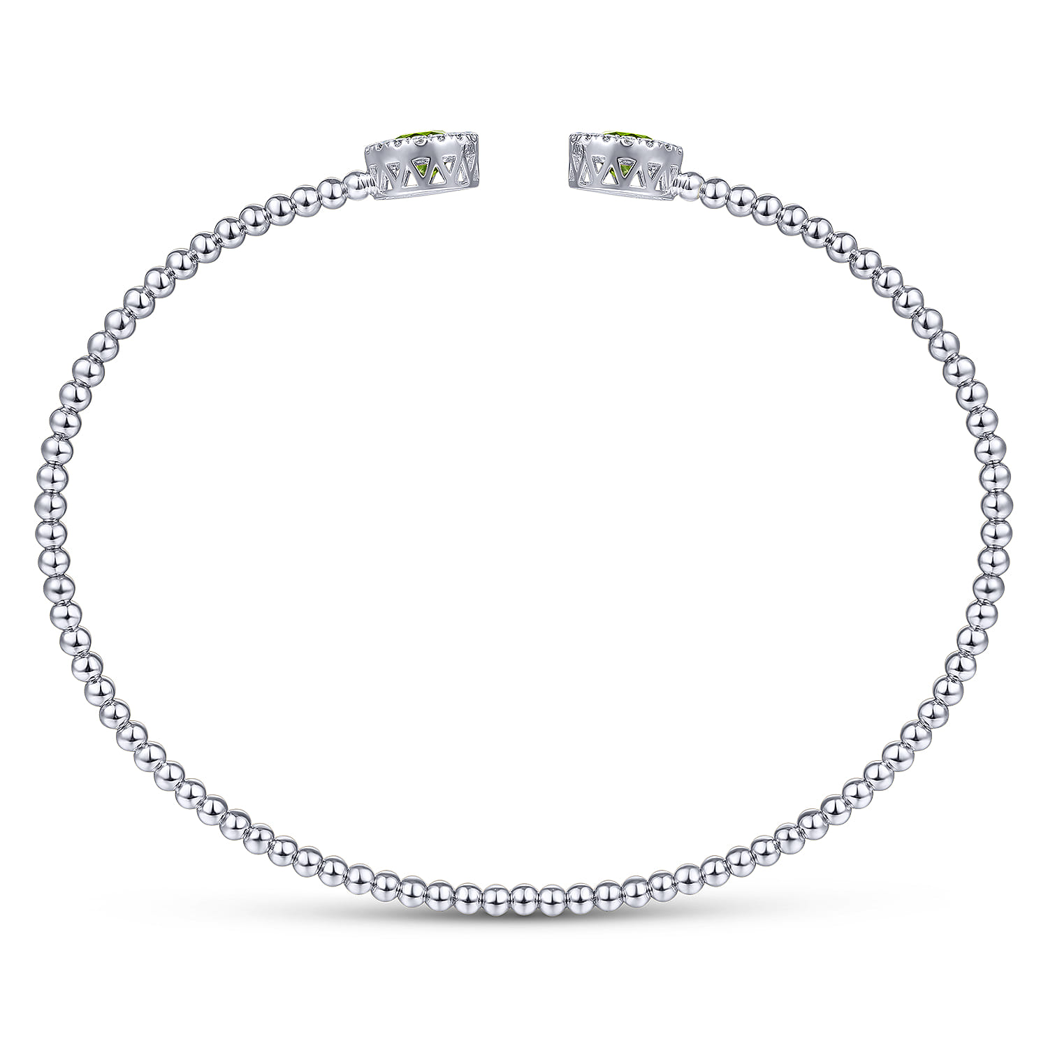 14K White Gold Round Peridot and Diamond Halo Bujukan Bangle - 0.16 ct - Shot 3