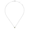 14K White Gold Round Peridot and Diamond Heart Pendant Necklace - 0.09 ct