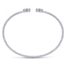14K White Gold Round Pink Cubic Zirconia and Diamond Halo Bujukan Bangle - 0.16 ct