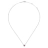14K White Gold Round Pink Tourmaline and Diamond Heart Pendant Necklace - 0.09 ct