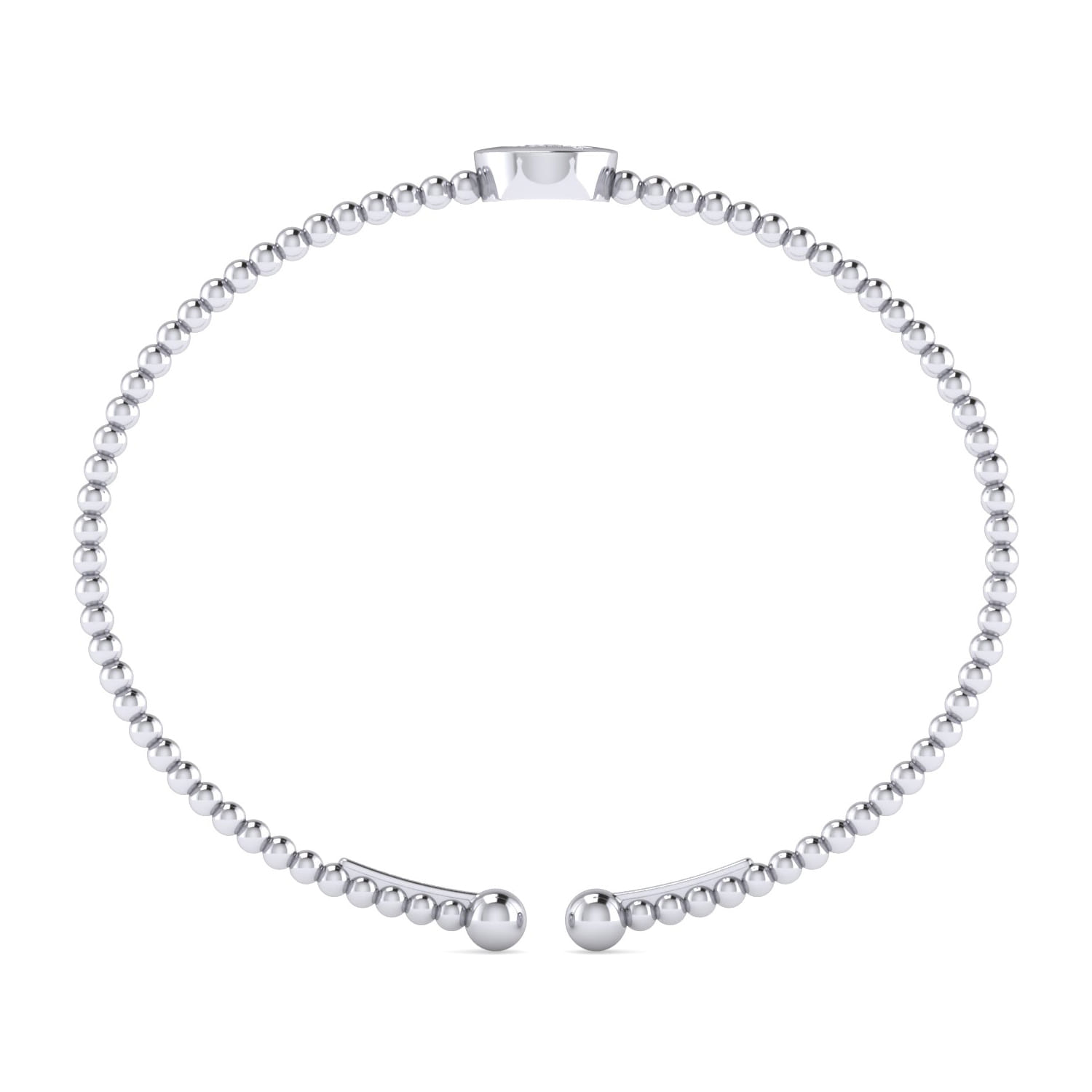 14K White Gold Round Q Initial Diamond Bujukan Cuff Bracelet - 0.06 ct - Shot 3