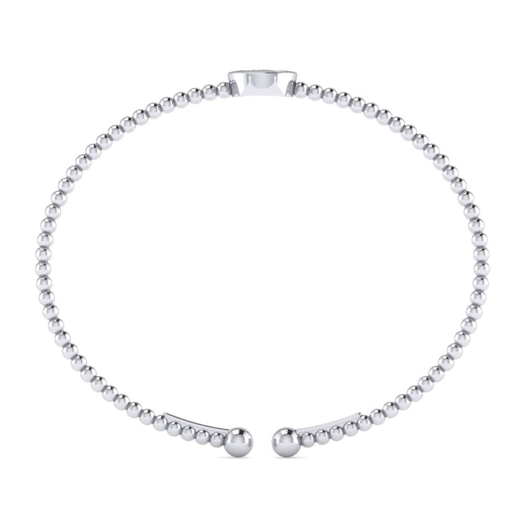 14K White Gold Round Q Initial Diamond Bujukan Cuff Bracelet - 0.06 ct - Shot 3
