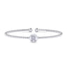 14K White Gold Round R Initial Diamond Bujukan Cuff Bracelet - 0.05 ct