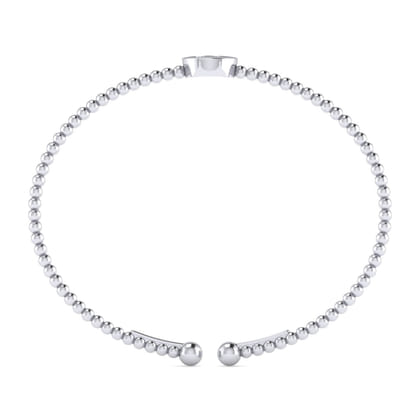 14K White Gold Round R Initial Diamond Bujukan Cuff Bracelet