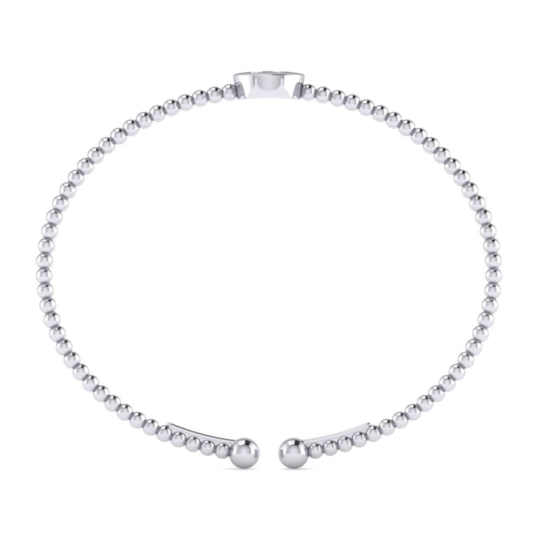14K White Gold Round R Initial Diamond Bujukan Cuff Bracelet - 0.05 ct - Shot 3