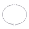 14K White Gold Round R Initial Diamond Bujukan Cuff Bracelet - 0.05 ct
