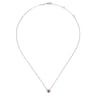 14K White Gold Round Ruby and Diamond Heart Pendant Necklace - 0.09 ct