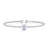 14K White Gold Round S Initial Diamond Bujukan Cuff Bracelet - 0.04 ct