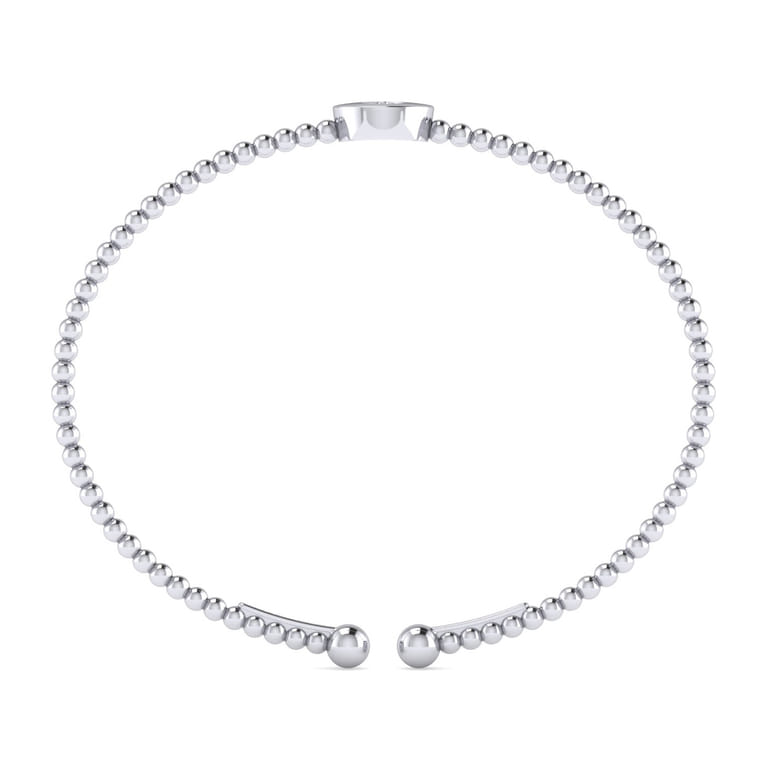 14K White Gold Round S Initial Diamond Bujukan Cuff Bracelet - 0.04 ct - Shot 3
