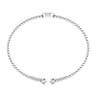 14K White Gold Round S Initial Diamond Bujukan Cuff Bracelet - 0.04 ct