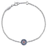 14K White Gold Round Sapphire Diamond and Ruby Evil Eye Bracelet - 0.04 ct