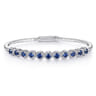 14K White Gold Round Sapphire and Diamond Halo Bangle Bracelet - 0.5 ct