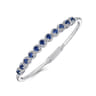 14K White Gold Round Sapphire and Diamond Halo Bangle Bracelet - 0.5 ct