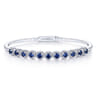 14K White Gold Round Sapphire and Diamond Halo Bangle - 0.44 ct