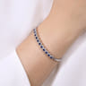 14K White Gold Round Sapphire and Diamond Halo Bangle - 0.44 ct