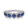 14K White Gold Round Sapphire and Diamond Halo Ring - 0.4 ct