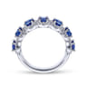 14K White Gold Round Sapphire and Diamond Halo Ring - 0.4 ct