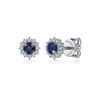 14K White Gold Round Sapphire and Diamond Halo Stud Earrings - 0.24 ct