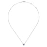 14K White Gold Round Sapphire and Diamond Heart Pendant Necklace - 0.09 ct