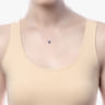 14K White Gold Round Sapphire and Diamond Heart Pendant Necklace - 0.09 ct