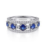14K White Gold Round Sapphire and Diamond Ring - 0.6 ct
