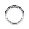 14K White Gold Round Sapphire and Diamond Ring - 0.6 ct