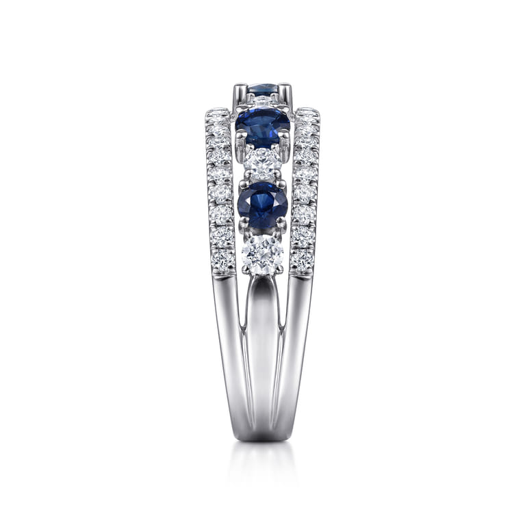 14K White Gold Round Sapphire and Diamond Ring - 0.6 ct - Shot 4