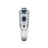 14K White Gold Round Sapphire and Diamond Ring - 0.6 ct