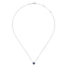 14K White Gold Round Sapphire and Hexagonal Diamond Halo Pendant Necklace - 0.09 ct