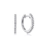 14K White Gold Round Scalloped 15mm Diamond Huggie Earrings - 0.12 ct