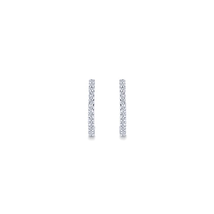 14K White Gold Round Scalloped 15mm Diamond Huggie Earrings