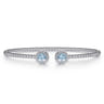 14K White Gold Round Sky Blue Topaz and Diamond Halo Bujukan Bangle - 0.16 ct